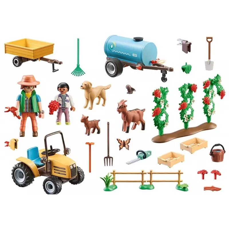 Playmobil 71442 Country: Tractor with Trailer and Water Tank Fresh Harvest on the Farm Learning About the Environment Fun Imaginative Role-play Su