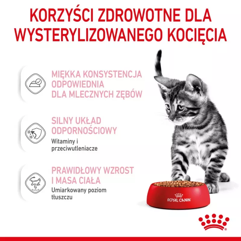 Wet cat food Royal Canin Sterilised Gravy, 12 x 85 g pouches — chicken, for spayed/neutered kittens, 11% protein, 80.5% moisture