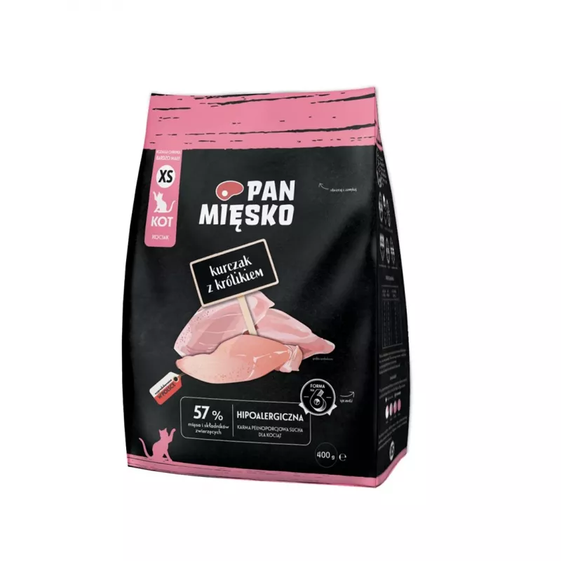 Pan Mięsko Chicken with Rabbit XS dry cat food, 400 g