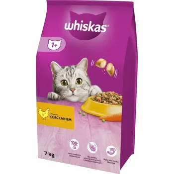Dry cat food Whiskas Adult with chicken 7 kg — adult kibble, 30.8% protein, 12% fat