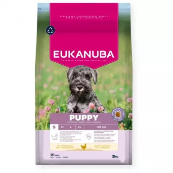 Dry Puppy Food EUKANUBA Puppy Small, Chicken, 3 kg — for small breed puppies 2–4.9 kg, 33% protein, 21% fat