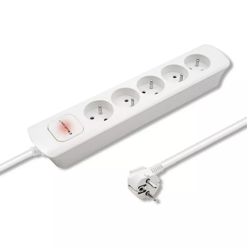 Power Extension Qoltec 50276 1.8m 5 AC Outlets Indoor White