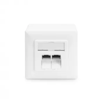 CAT.6A Datenanschlussdose, Aufputz, geschirmt, 2x RJ-45 LSA (weiß, 5 Stück, Klasse E)