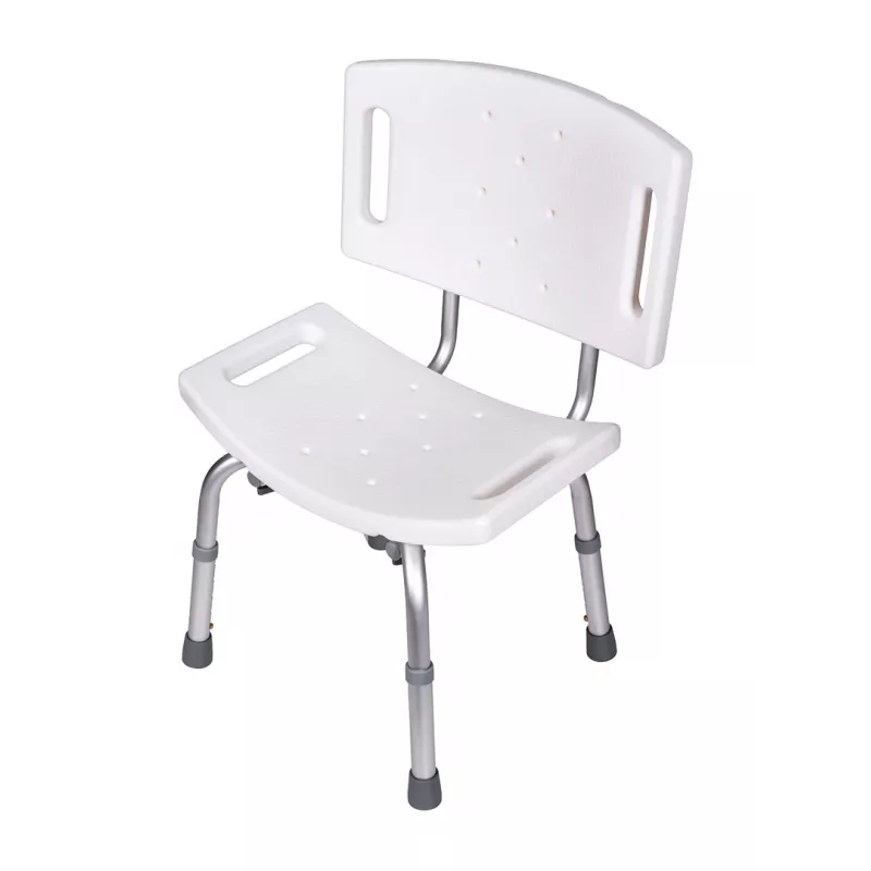 Shower chair with backrest ActionMed KP500AM — 4-leg adjustable aluminium seating support, non-slip feet, max load 120 kg