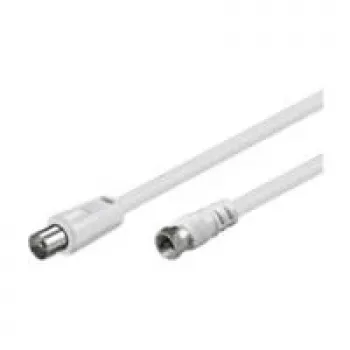 Wentronic Goobay SAT/Antenna Connection Cable, White, 5 m - F-Plug IEC/Koax-Plug (11728)