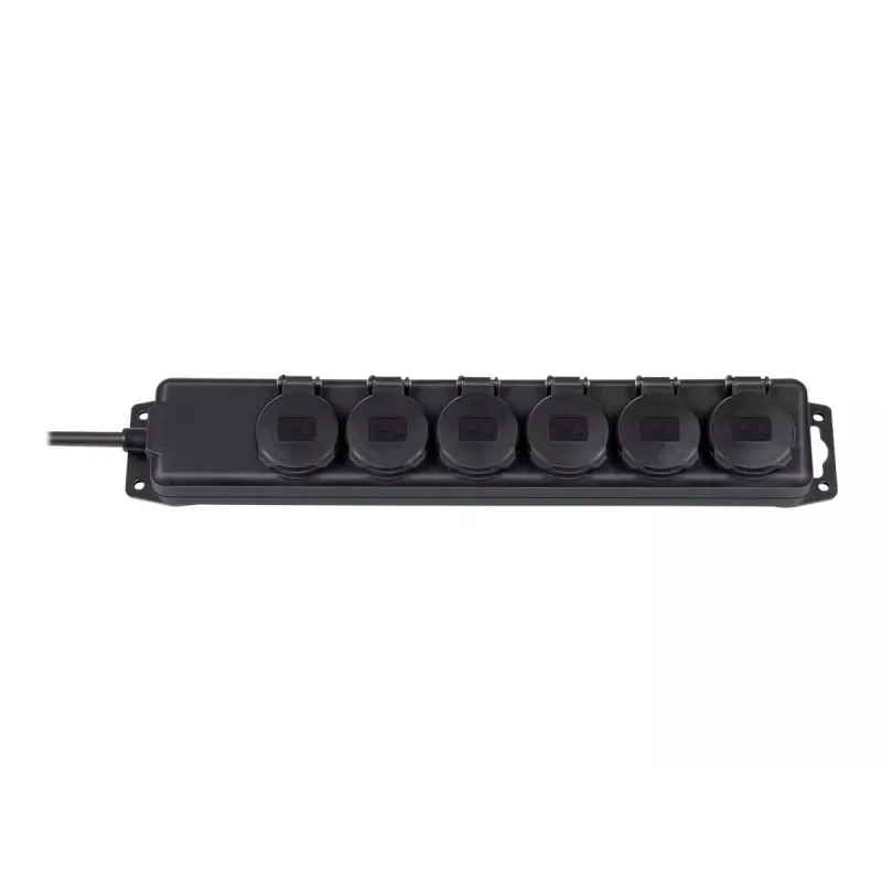 power strip IP44 6-way black 2m H07RN-F 3G1,5 (1159970)
