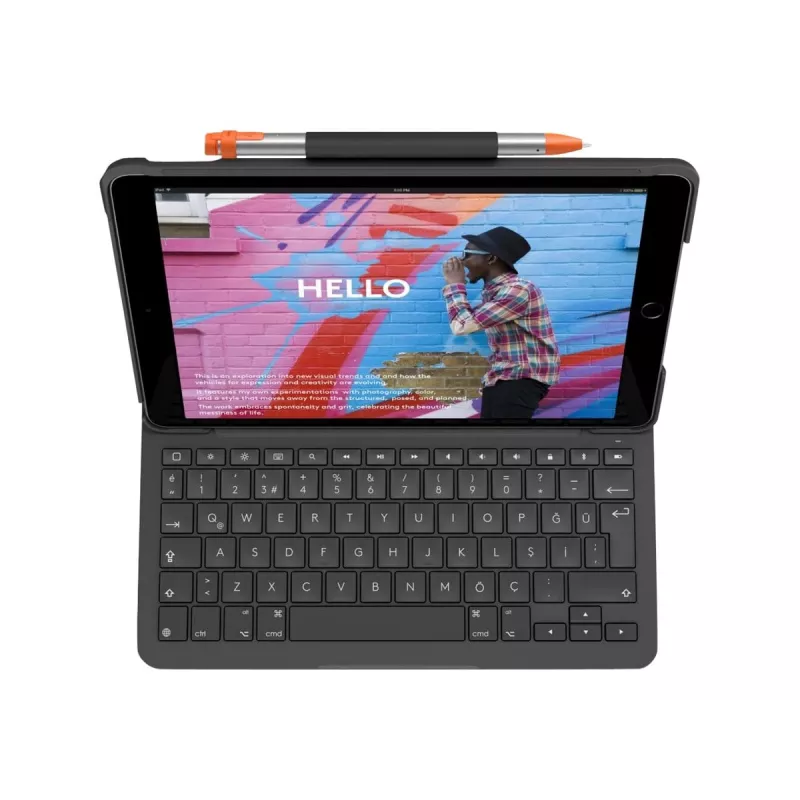 Logitech Slim Folio Keyboard QWERTY Danish Finnish Norwegian Swedish Bluetooth Grey