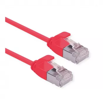 ROLINE GREEN U/FTP Patch Cable Cat.6A (Class EA), LSOH, slim, Red, 0,15 m