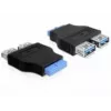 Delock Adapter USB 3.0 Pin Header Socket > 2 x USB 3.0 Socket - nebeneinander (65324)