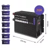 Charger QOLTEC Monolith 20A 12V for LiFePO4, AGM, GEL, SLA batteries