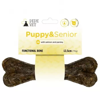 Dog chew bone PAKA ZWIERZAKA Pepe Vet — functional treat for puppies and seniors, beef flavour, 70 g, grain‑free