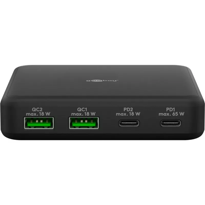 GOOBAY multiport USB-C PD GaN desktop charger 65 W, black