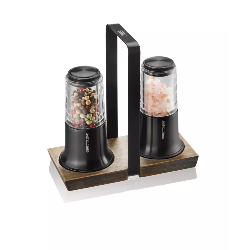 Salt and Pepper Mill Set GEFU X-plosion 11 cm Black — manual tabletop grinders, ceramic mechanism