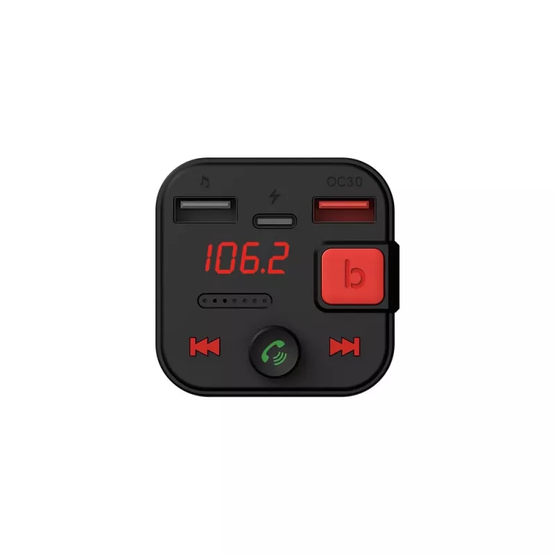 SAVIO FM transmitter, Bluetooth 5.3, QC 3.0 charger, LED display, Bass Boost, TR-15, black
