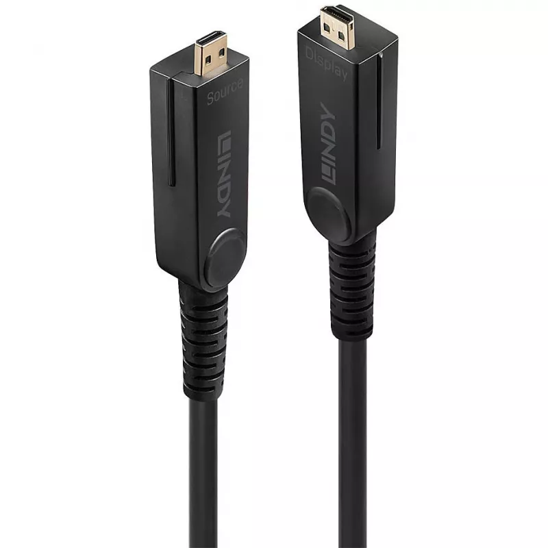 Lindy 10m Fibre Optic Hybrid Micro-HDMI 18G Cable with Detachable HDMI and DVI Connectors