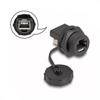 DeLOCK RJ45 Cat.6A Coupler IP67 waterproof dustproof black