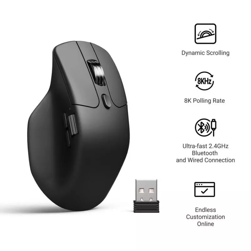 Mouse Keychron M6 Right-hand Universal — Optical, RF Wireless + Bluetooth + USB-C, 30000 DPI, Black