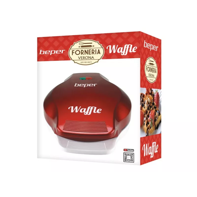 Beper BT.603Y Party Line Waffle Maker, 18 cm Non-Stick Plate