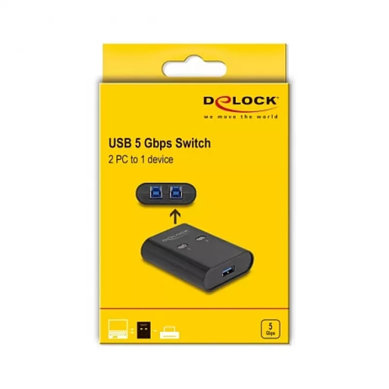 DeLOCK USB Switch 2 PC to 1 Device 5 Gbps Black
