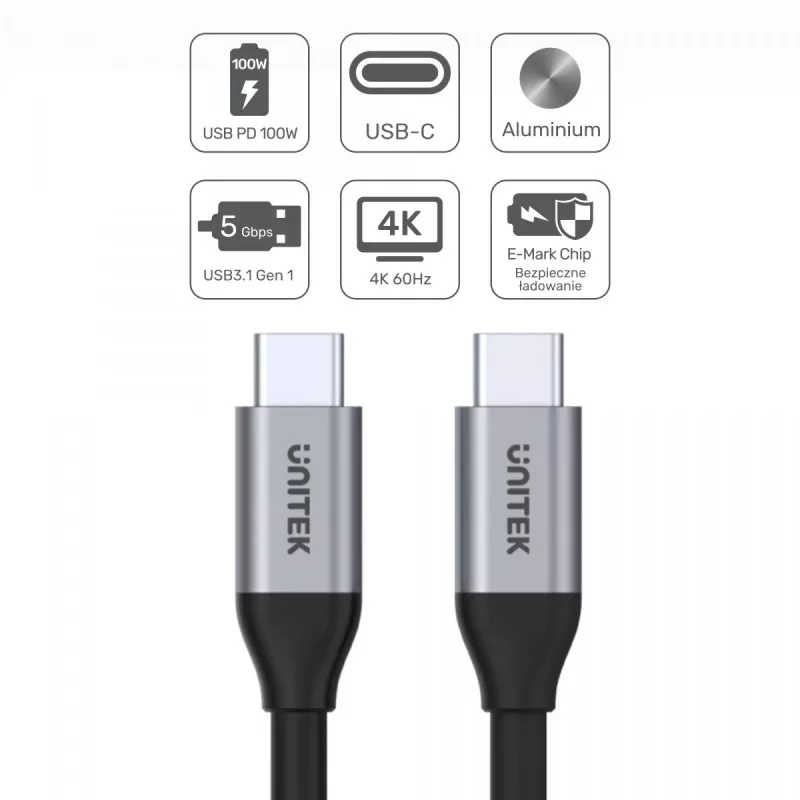 UNITEK C14091ABK USB cable USB 3.2 Gen 2 2m USB C Black