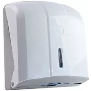 Paper Towel Dispenser HYGOSTAR 88838 — Plastic white, compatible with Z-fold and C-fold towels
