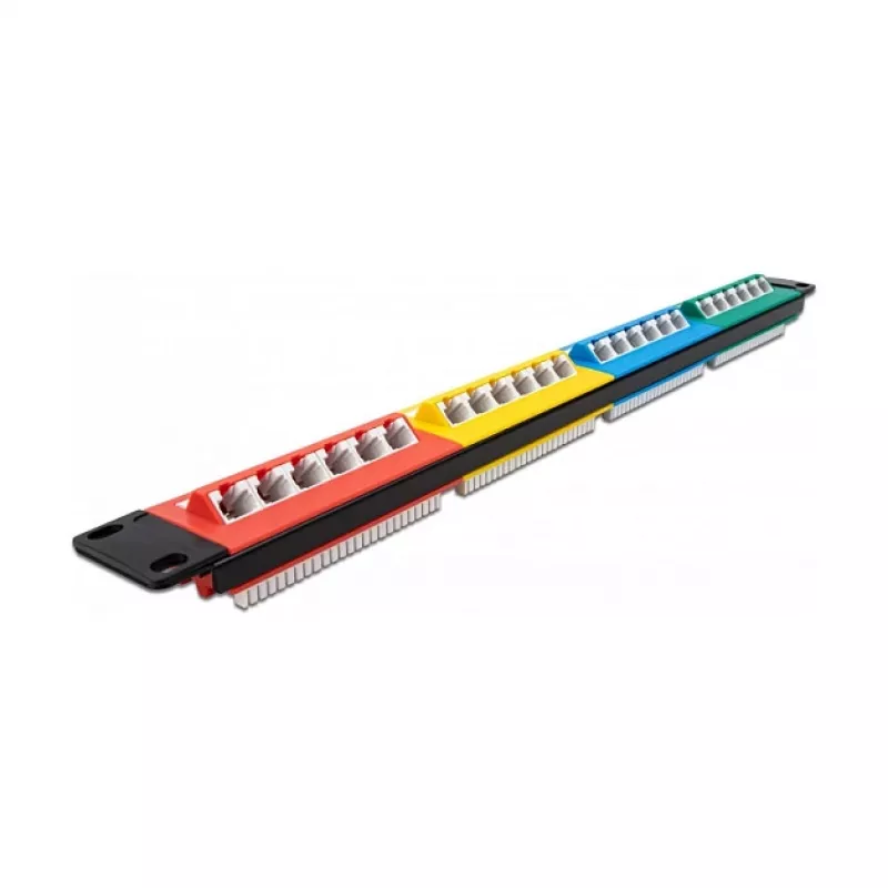 DeLOCK 19 inch Patch Panel 24 port Cat.5e 1U coloured RJ-45