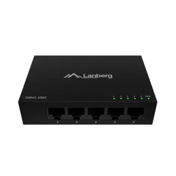Network switch LANBERG DSM1-1005 5x 1 Gb/s unmanaged desktop, metal case, 12V