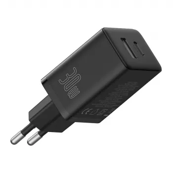 Baseus P10111404113-00 Cube USB-C / USB-A 30W mains charger Black