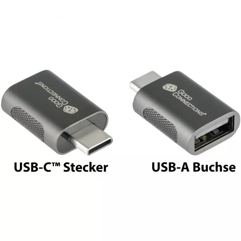 Good Connections Adapter USB 3.2 Gen.1 3.0 Plug C an USB-A Socket galvanized metal enclosure (USB-AD302)