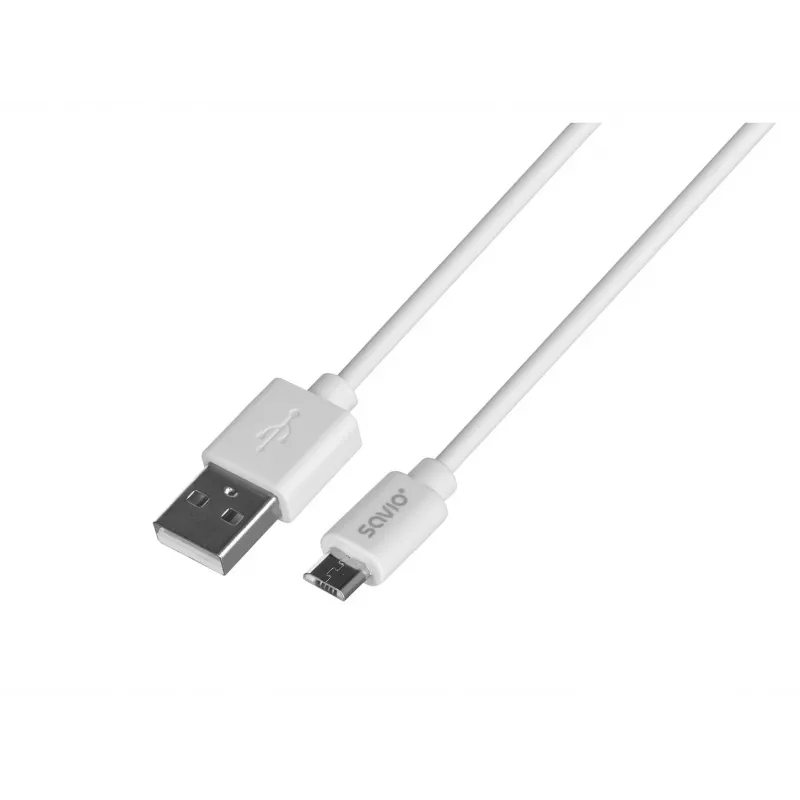 USB cable SAVIO CL-123 USB 2.0, USB A to Micro-USB B, 1 m, white