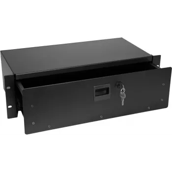 Rack drawer Omnitronic SN-3 3U with lock — 3U rack-mounted storage drawer by Omnitronic
