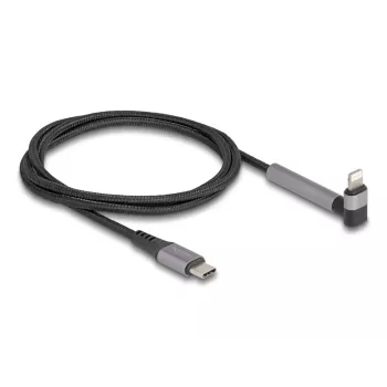 USB Type-C to Lightning charging and data cable with angled connector and stand function, DELOCK 1.5 m, 9 V 3 A (MFi)