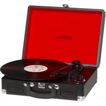 Denver VPL-120BLACK belt-drive USB turntable with built-in speakers