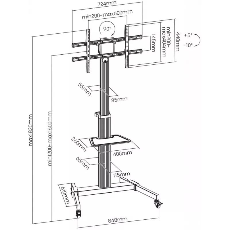 ART S-11 Mobile LCD/LED TV stand 37-86’ 50 Kg