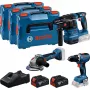 18V Professional Set, GBH 18V-22 + GSR 18V-65 + GWS 18V-8 Professional, Tool Set Blue, 2x Li-Ion Battery 5,0Ah, in 3 L-BOXXen