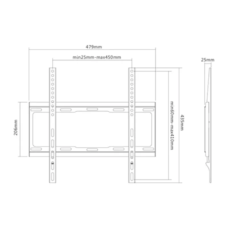 Sunne 32-55-EF fixed TV wall mount, 32-55 inch, max 40 kg, VESA up to 400x400, Black