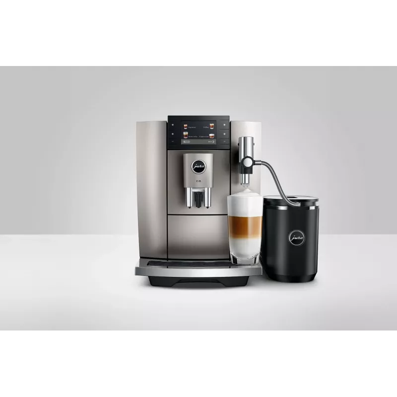 Espresso machine JURA E8 Fully-auto 1.9 L Silver — 15 bar, 3.5 inch display, grinder, milk frother
