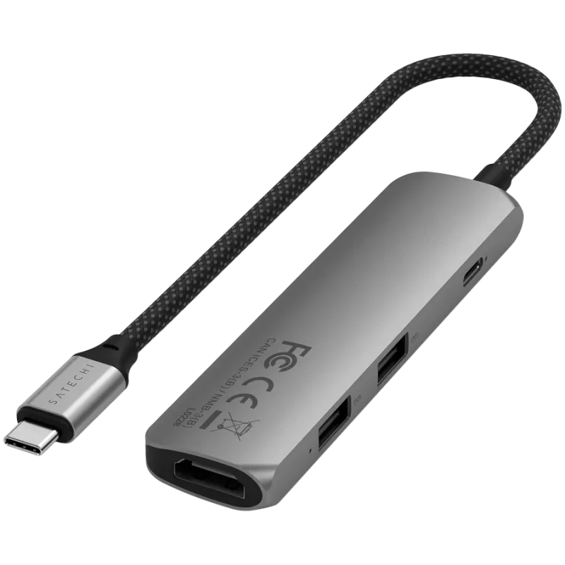 Satechi ST-P4SM interface hub USB Type-C 10000 Mbit/s Grey