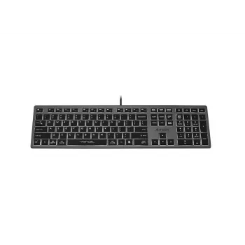 Wired A4Tech keyboard FX60H USB QWERTY — full-size 100%, backlit white, grey, USB hub