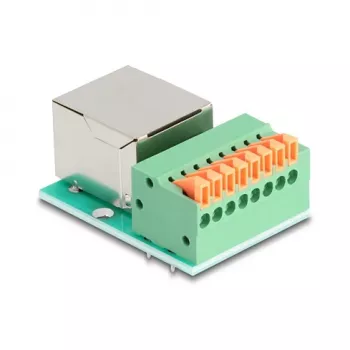 DeLOCK 90652 cable gender changer RJ45 8 pin terminal block Green Silver