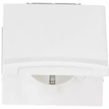 Wall-mounted Schuko socket insert with hinged cover, busch jaeger 20EUGK-34-101, flush-mounted, all-weather, alpine white