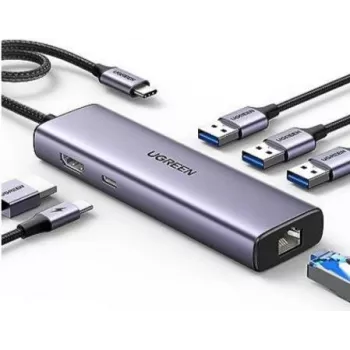 Ugreen 15598 USB 3.2 Gen 1 Type-C Hub HDMI RJ-45 USB 3.0 Silver
