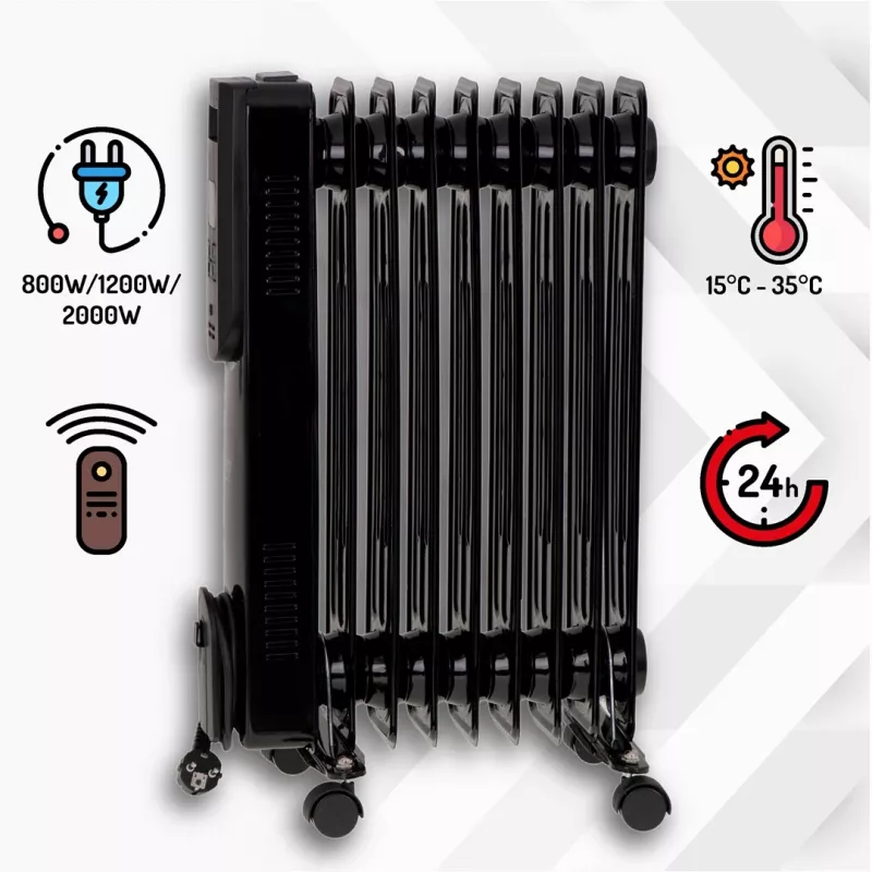 Camry | Heater | CR 7810 | Oil Filled Radiator | 2000 W | Number of power levels 3 | Black