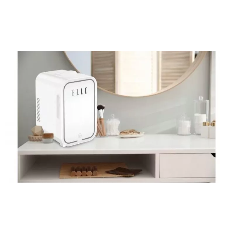 Mini fridge with LED makeup mirror Elle ESDAFX08WHEU 8 L white