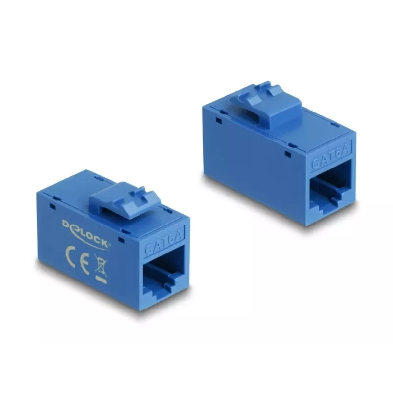 Keystone module DELOCK 90642 — flat RJ-45 insert, blue, 16.2×30×20.5 mm
