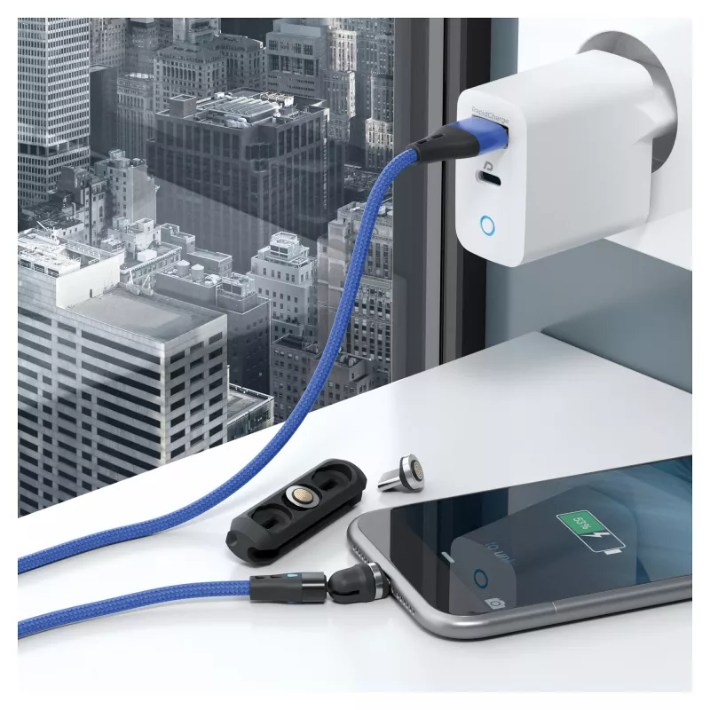 USB Cable RealPower MagneticCharge3 2m USB A Blue