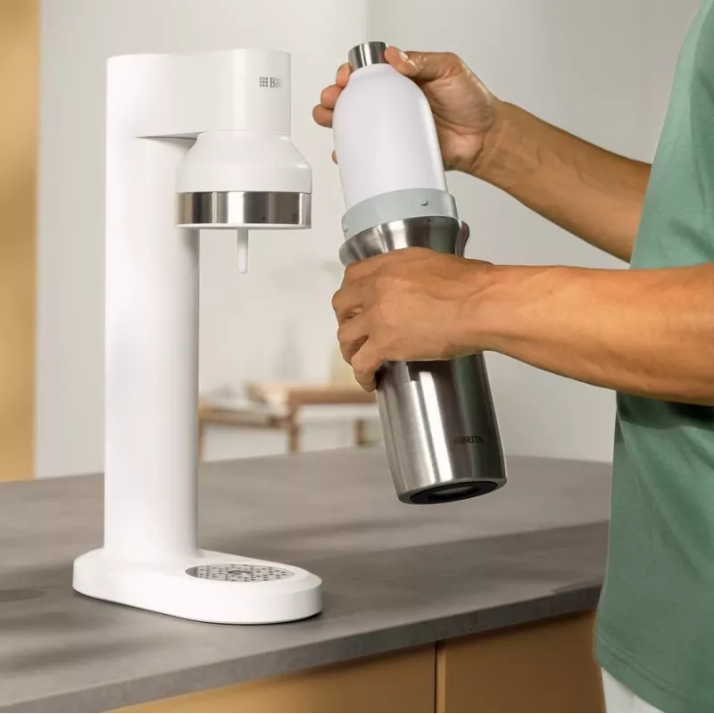 Carbonating bottle BRITA 1046738 for soda makers, stainless steel, 650 ml, 77 mm Ø, 278 mm height