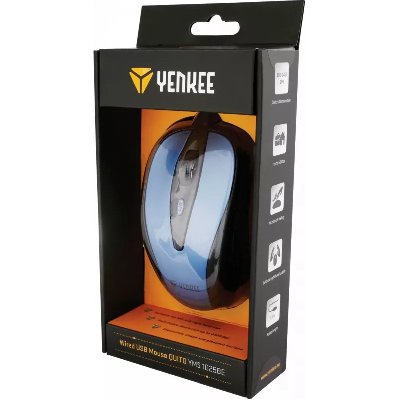 USB wired mouse, 4 buttons, optical, symmetrical, Blue