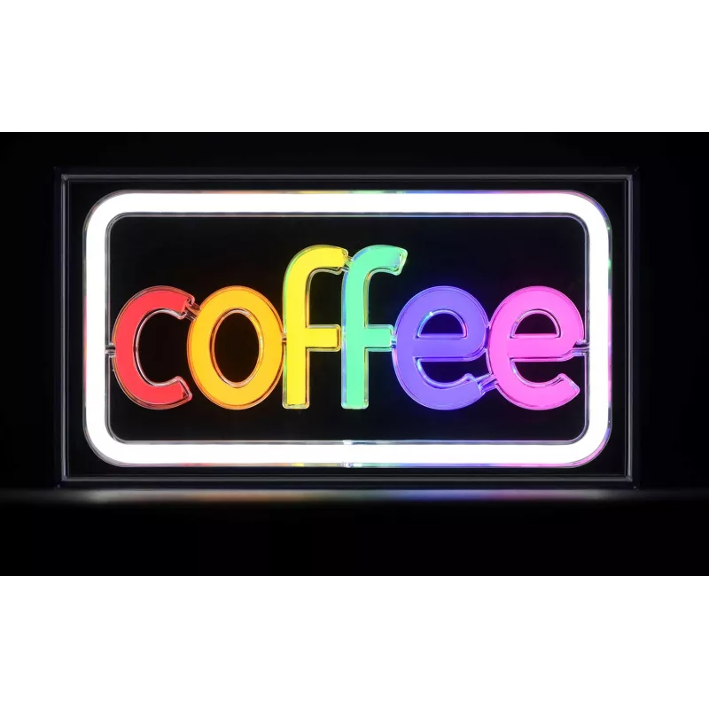Neon LED sign ActiveJet AJE-NEON COFFEE, multicolour, USB 5V, surfaced mount, AS plastic frame