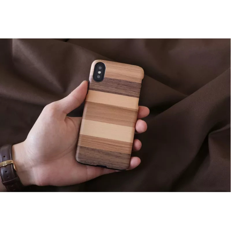 Smartphone case man and wood for iPhone X/XS — black protective cover